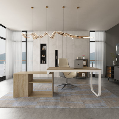 Chicent Modern Black L-shaped Executive Desk with Ample